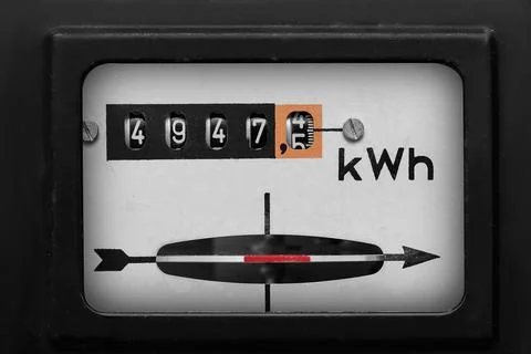 Old electric meter close up Stock Photos