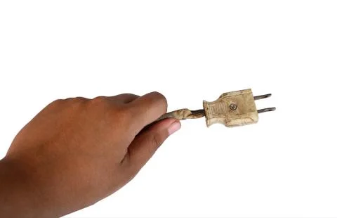 Old electric plug on white background Stock Photos