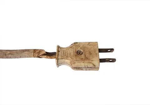 Old electric plug on white background Stock Photos