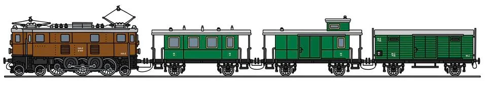 Old electric train Stock Illustration
