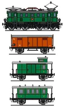 Old electric train Stock Illustration