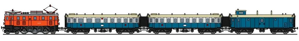 Old electric train Stock Illustration