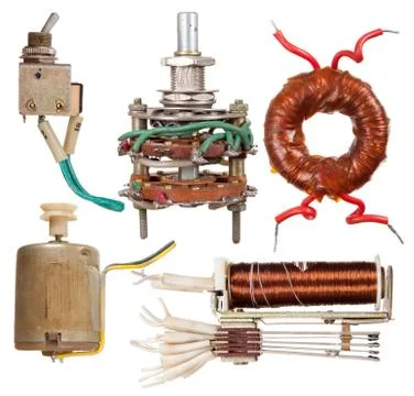 Old electrical components Stock Photos