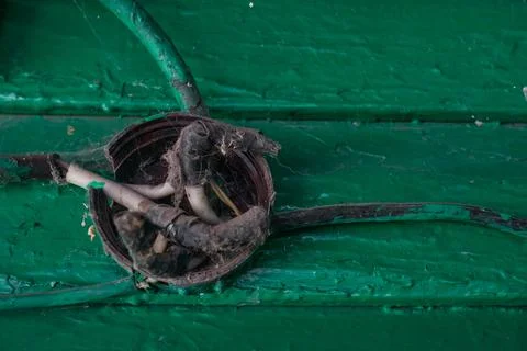 Old electrical junction box. Stock Photos
