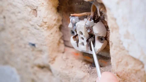 The old electrical outlet of the old generation is picked with a flat Stock Footage 202115521