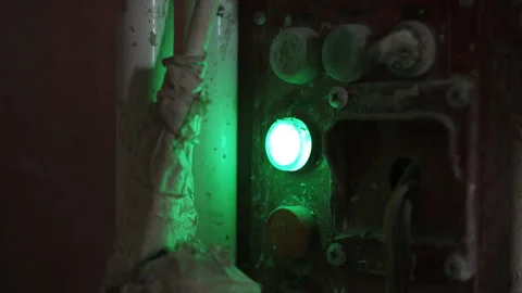 Old Electrical Panel with Green Indicator Light Stock Footage 302065632
