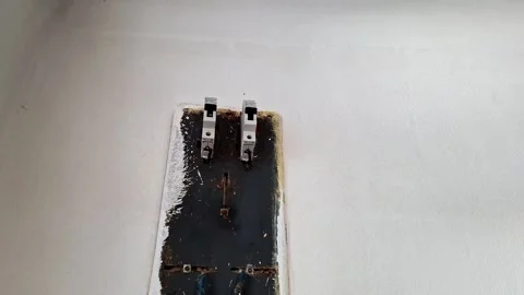 Old Electrical Panel Mounted on Wall with Weathered Metal Components Stock Footage 339758760