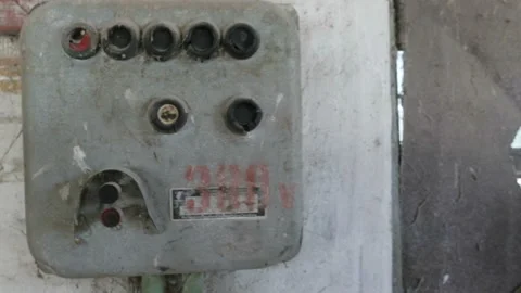 Old electrical panel on the wall. Stock Footage 89616435