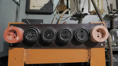 Old Electrical Sockets Together. Slider Shot Stock Footage 156815508