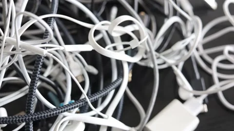 Old Electrical Wires Tangled Up Close 動画素材 333484231