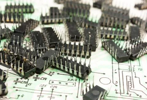 Old electronic components Foto stock