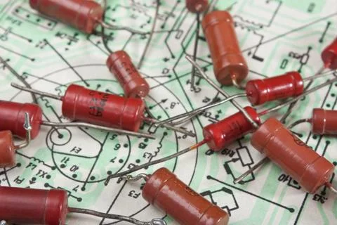 Old electronic components Foto stock