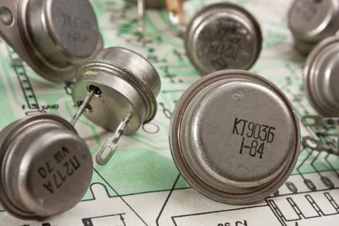 Old electronic components Foto stock