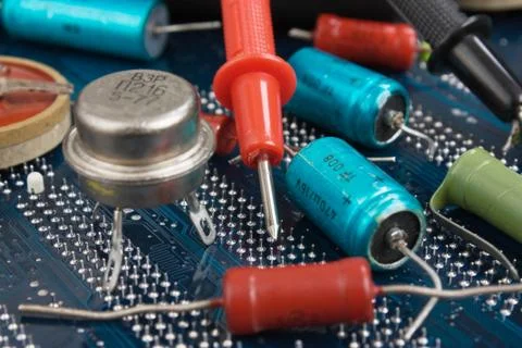 Old electronic components Stock Photos