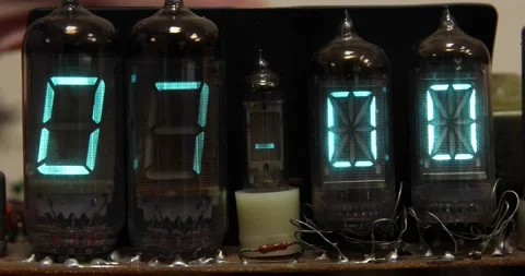 An old electronic lamp clock counts down the time on the dial. Stock Footage 196190689