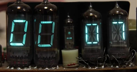 An old electronic lamp clock counts down the time on the dial. Stock Footage 196190822