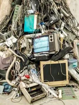 Old electronic things in the big heap Stock Photos