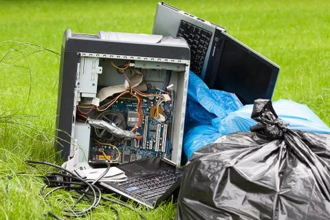 Old electronics on the grass Stock Photos
