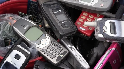 Old electronics waste for recycling at garbage dump Video stock 123934435