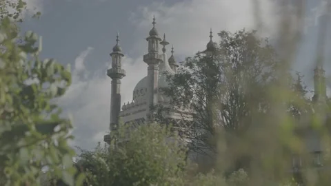 Old elegant architecture and building in Brighton with nature Stock Footage 201469638