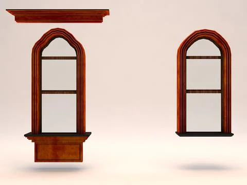 Old Elegant Historical Windows 3D Model