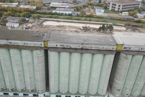Old elevator, destruction of the old grain terminal, the demolit Stock Photos