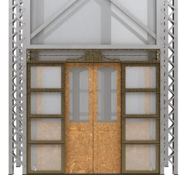 Old elevator outside front view Illustrazione stock