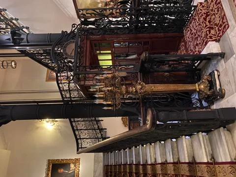 Old elevator in Turkish hotel, interior Stock Photos