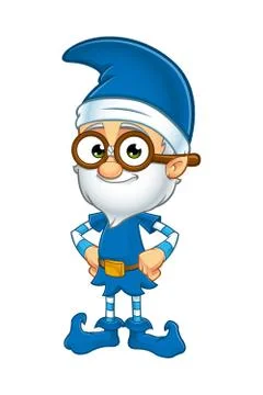 Old Elf Character in Blue Stock Illustration