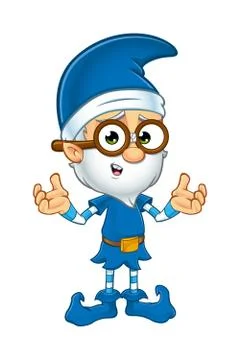 Old Elf Character in Blue Stock Illustration