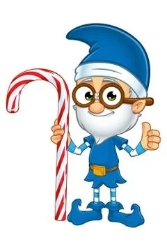 Old Elf Character in Blue Illustrazione stock