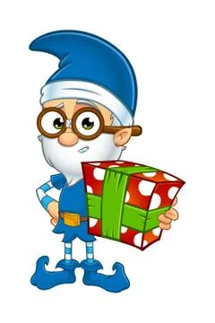 Old Elf Character in Blue Stock Illustration