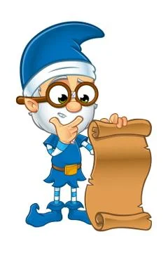 Old Elf Character in Blue Stock Illustration