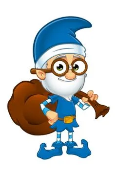 Old Elf Character in Blue Illustrazione stock