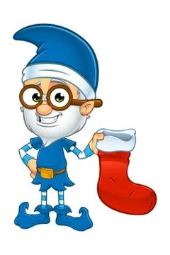 Old Elf Character in Blue Illustrazione stock