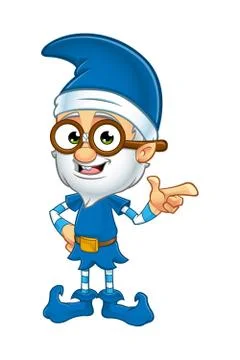 Old Elf Character in Blue Stock Illustration