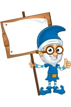 Old Elf Character in Blue Stock Illustration