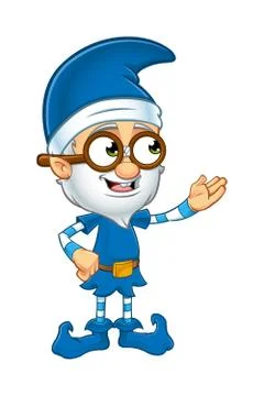 Old Elf Character in Blue Stock Illustration