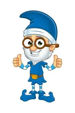 Old Elf Character in Blue Stock Illustration