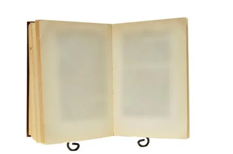 This is an old empty blank book on a stand isolated on a white background Stock Photos