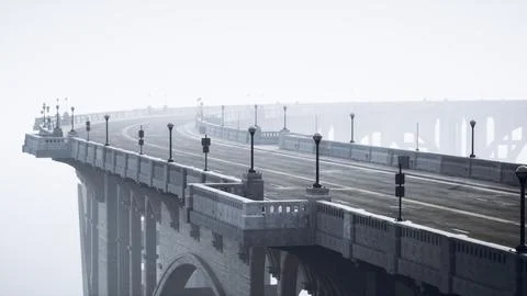 Old empty bridge on a foggy day 스톡 일러스트