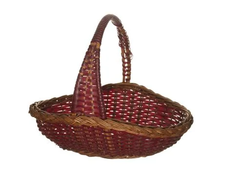 Old empty decorative fruit basket isolated on white background. Stock-Fotos