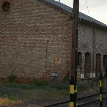 Old empty easter european brick wall building Stock Photos