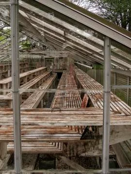 Old, empty greenhouse Stock Photos