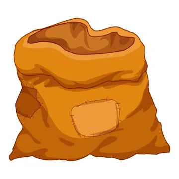 Old empty open brown sack with patches lying Stock Illustration