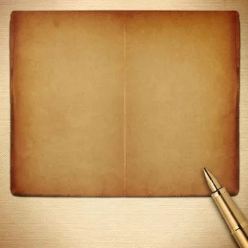 Old empty pages book with pen Stock Photos