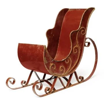 Old empty red sleigh Stock Photos
