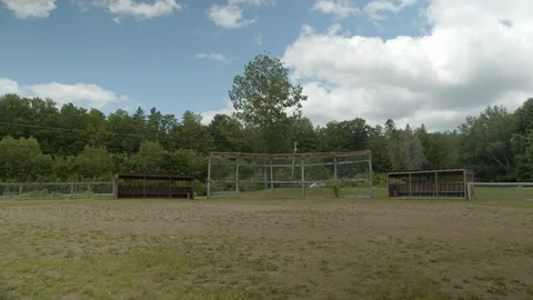 Old Empty Rustic Rural Baseball Field in small town in Summer, 4k Stock Footage 111596209