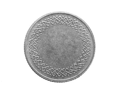 Old empty silver coin on white isolated background Stock Photos