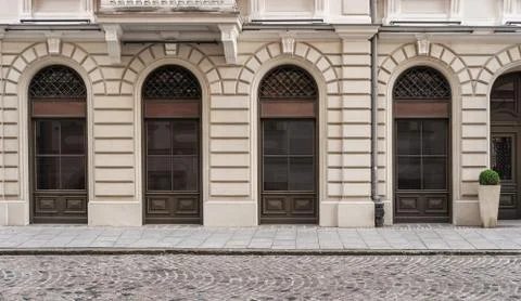 Old empty street background with copy space Stock Photos